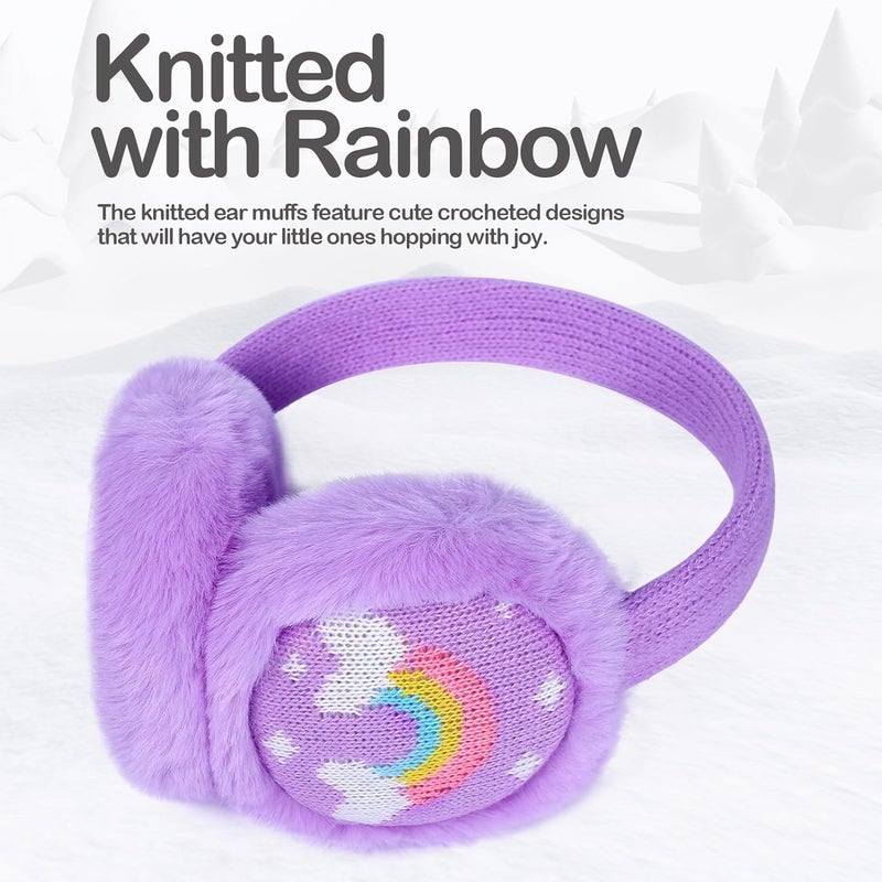 CHUANGLI Winter Ear Muffs For Kids Warm Furry Knit Girls Earmuffs with Gloves Plush Toddler Ear Warmers 3-15 Years - Image 3